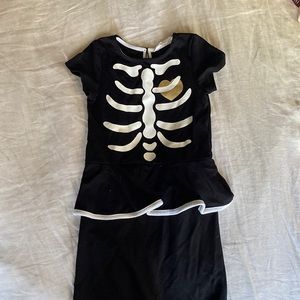 H&M skeleton dress black and white peplum